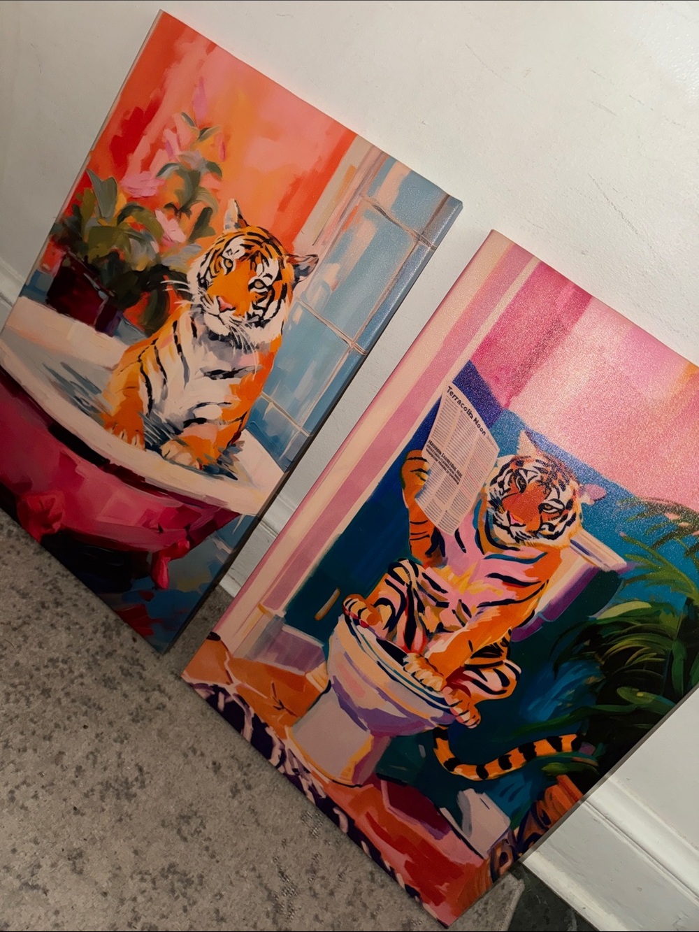 Colorful Tiger Canvas Art Set - Pink & Orange
